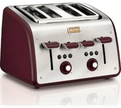 TEFAL  Maison TT7705UK 4-Slice Toaster - Stainless Steel & Pomegranate Red